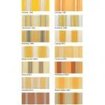 Farbpaletten mit Städtenamen, Zahlencodes und Farben.